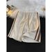 Men's Corduroy Shorts Style Side Stripe Color Blocking Webbing Drawstring Elastic Waist Casual Five Point Length_viptrois.com
