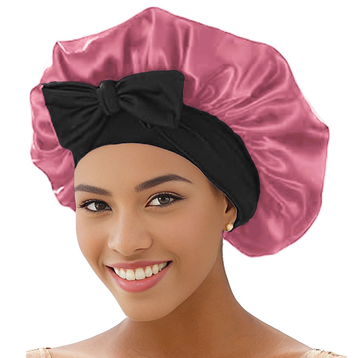 Best Selling Silk Beauty Hair Care Hat European And American Style Bow Ribbon Round Hat With Wide Brim And Versatile Sleeping Cap_viptrois.com