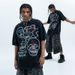 Summer Autumn New 285g American Washed Vintage Skull Print Pure Cotton Short Sleeve Unisex Top_viptrois.com
