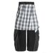 Men's Clothing American Retro Plaid Skirt Stitching Scimitar Jeans Hip Hop Wide Leg Pants For Men And Women_viptrois.com