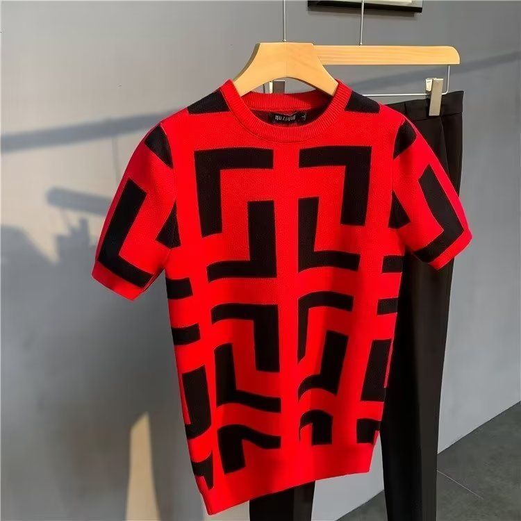 Men's Clothing Men's Slim Fit Large Size Jacquard Round Neck Sweater 2021 Autumn And Winter Knitted Sweater Half Sleeve Youth Pullover Sweater_viptrois.com