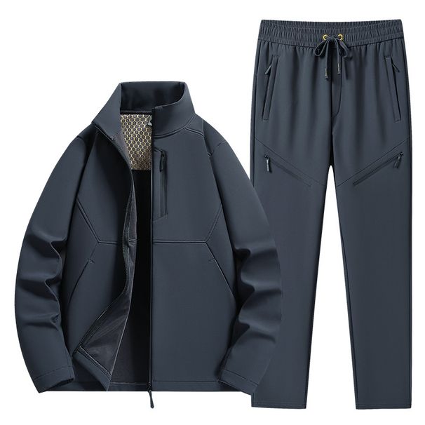 Men's Clothing Sports suit men's plus velvet thickened jacket 2024 winter new loose casual clothes men's winter two piece suit_viptrois.com