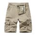 Premium Products Washed Cotton 2025 Summer New Product Plus Size Men's Five Quarter Pants With Multiple Pockets Solid Color Casual Shorts_viptrois.com