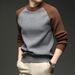 Color Matching Crew Neck Sweater Men's Shoulder Sleeve Design Sense Thickened Long Sleeve Containing Wool High Quality Knitted Sweater_viptrois.com
