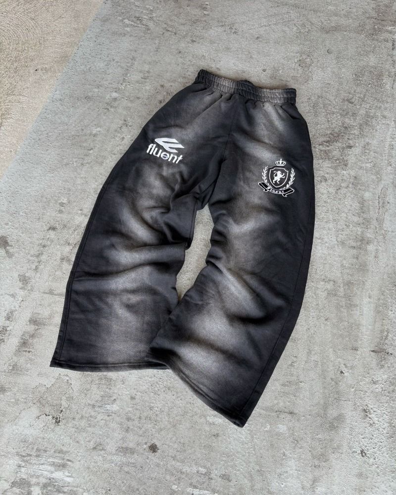 Vintage Washed Cotton Hoodie & Jogger Set – Distressed Embroidery Zip-Up (Grey/Black, S-XXXL) | 90s Retro Streetwear For Men & Women_viptrois.com