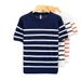Men's Clothing Men's Striped Patchwork Round Neck Casual Sweater Summer Top Cool Sophisticated Style For Formal & Casual_viptrois.com