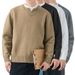 Men's Plus Size V-Neck Knit Sweater - Breathable Stretch Pullover For Casual & Business Wear (Black/White/Grey/Khaki)_viptrois.com