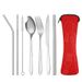 Outdoor Tableware Stainless Steel Portable Tableware Knife, Fork, Spoon, Chopsticks And Straws Seven-piece Set Tableware Storage Bag Gift Set_viptrois.com