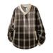 Retro Plaid V-Neck Sweatshirt For Men – Relaxed Fit Long Sleeve Casual Pullover (Pink/White/Brown, M-XXXL)_viptrois.com