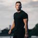 Foreign Trade Cotton Ammonia Slim-fit Elastic Short-sleeved Men's Fitness And Bodybuilding T-shirt, Slim-fit Elastic Solid-color Light Board Top_viptrois.com