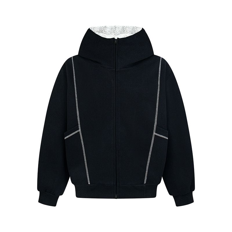 Unisex Embroidered Hoodie – Oversized Zip-Up Streetwear (Ash Grey/Black/Navy, M-3XL)_viptrois.com