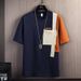 Men's Clothing Color Matching Pocket High End Half Sleeved Top New Round Neck Loose T Shirt Summer Contrast Color Short Sleeved T Shirt For Men_viptrois.com