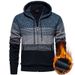 Pure 2025 Autumn Winter New Men's Casual Hooded Sweater Fashion Color Block Fleece Knitted Cardigan Jacket Coat_viptrois.com