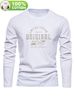 Men's Long Sleeved Round Neck Black T-shirt Top Loose 100 Cotton_viptrois.com