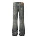 Men's Clothing Denim Loose Trousers For Men With Trendy Design, Back Pockets Decorated With Holes, Hand Worn Straight Leg Trousers_viptrois.com