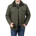 Men's Fleece-Lined Winter Jacket With Sherpa Collar - Windproof Cotton Blend Coat For Outdoor & Casual Wear (Khaki, Army Green, Navy Blue)_viptrois.com