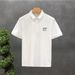 2025d Polo Shirt Ice Silk Thin Trendy Turn-down Short Sleeve T-shirt Men's American Style Printed Collar Top_viptrois.com