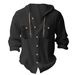 Men's Casual Hooded Cardigan – Long Sleeve Cotton-Linen Blend, Loose Fit For Everyday Wear_viptrois.com