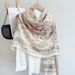 for Women Autumn Winter 2024 New Simple Elegant Printed Silk Scarf Korean Style Pastoral Floral Warm Large Shawl_viptrois.com