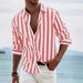 Men's Clothing Spring And AutumnNew Men's Yarn Dyed Striped Cotton And Linen Casual Loose Long Sleeved Shirt_viptrois.com