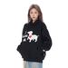 American High Street Cartoon Puppy Print Hoodie Unisex Autumn Winter Vibe Trend Loose Fit Sweatshirt_viptrois.com