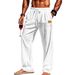 Men's Casual Elastic Waist Pants - Straight Leg Breathable Trousers For Outdoor & Beach Vacation | Comfortable Lightweight Travel Pants_viptrois.com