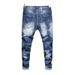 Four Seasons Denim Light Blue Long Patch Multi-Craft Slim Fit Men's Trendy Elastic Pants_viptrois.com