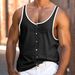 Men's Clothing Men's Summer Beach Vest Casual Color Matching Regular Version Sports T Shirt_viptrois.com