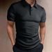 Men's Textured Polo Shirt, Breathable Short-Sleeve Casual Top With Jacquard Pattern, Slim Fit Summer & Fall T-Shirt For Daily Wear_viptrois.com