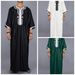 Men's Clothing Long Shirt Casual Youth Ordinary Black Muslim Embroidered Robe _viptrois.com
