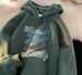 Spring And Autumn Loose Casual Versatile Graffiti Printed Jacket Hooded Sweatshirt For Men_viptrois.com