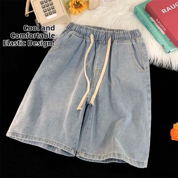 Retro Denim Shorts For Men And Women Summer Thin Style Trendy Brand Fashionable Loose Fit Casual Five-Point Pants_viptrois.com