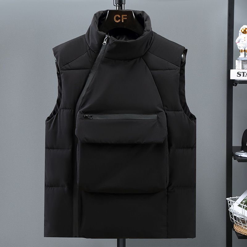 Men's Clothing Cotton Vest With Large Pockets Fashionable And Casual Warm Waistcoat Vest_viptrois.com