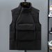Men's Clothing Cotton Vest With Large Pockets Fashionable And Casual Warm Waistcoat Vest_viptrois.com