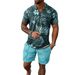 Men's Printed Short Sleeve Polo Shirt & Casual Shorts Set - Summer Beach Outfit With Zipper Detail_viptrois.com