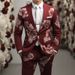 CT Men's Red Rose Cosplay Party Stage Nightclub Shiny Cool Suit Performance Jacket Trendy_viptrois.com