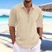 Men's Casual Long Sleeve Pullover Shirt | Lightweight Comfort Fit Daily Wear | Solid Color Versatile Top_viptrois.com