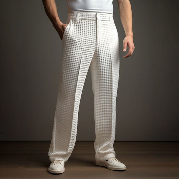 Men's Clothing (Men's Fashion Solid Color Waffle Slant Pocket Casual All Match Business Suit Pants_viptrois.com