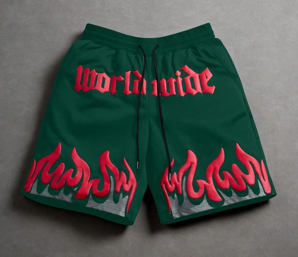 Men's Clothing Gothic Style Flame Print Men's High Street Shorts Summer Trendy Loose Casual Versatile Athletic Bottoms_viptrois.com