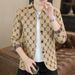 Men's Clothing Korean Style Cardigan Sweater - Lightweight Knit Open Front Coat, Casual Loose Fit, Stretch Comfort For Spring & Autumn_viptrois.com