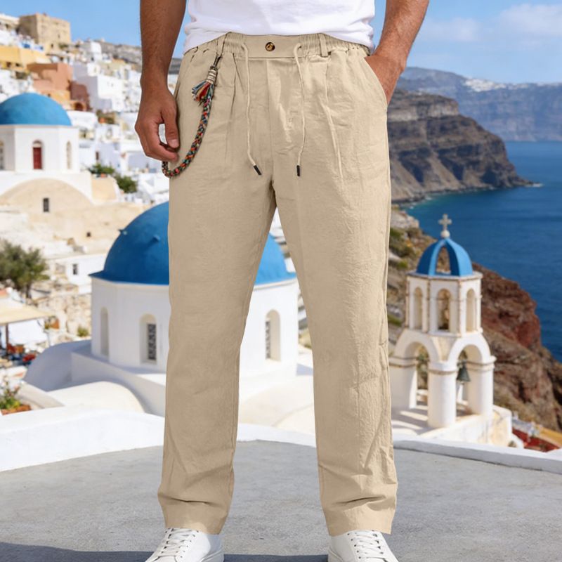 BUZT Men's Linen Relaxed Fit Pants – Breathable Straight Leg (S-XXXL, Wrinkle-Resistant, Casual & Travel Ready)_viptrois.com