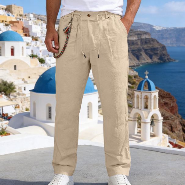 BUZT Men's Linen Relaxed Fit Pants – Breathable Straight Leg (S-XXXL, Wrinkle-Resistant, Casual & Travel Ready)_viptrois.com