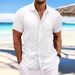 Men's Clothing Casual Loose Fit Short Sleeve Shirt Plaid Jacquard Design, Breathable & Lightweight Stylish Tops (White, Beige, Green, Yellow-Green)_viptrois.com