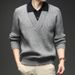 Two-Piece Sweater Autumn Winter Inner Collar Men's Business Casual Base Shirt Knitted Top_viptrois.com