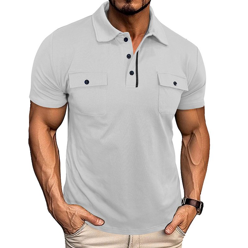 Men's Tactical Polo Shirt – Outdoor-Ready Short Sleeve With Dual Chest Pockets & Henley Collar (8 Colors, M-XXXL)_viptrois.com