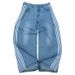 Men's Clothing Retro Striped Stitching Embroidered Jeans Men's Street Casual Loose Straight Wide Leg Mopping Long Pants_viptrois.com