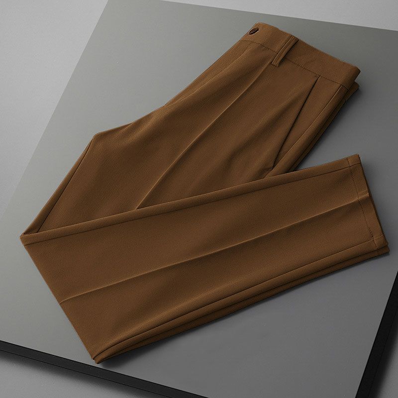 Luxury Men's Slim Fit Business Casual Trousers Tapered Leg High End Trendy Straight Leg Suit Trousers For Autumn_viptrois.com