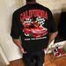 Men's Summer Casual Fashion Short Sleeve T Shirt "California Racing" American Street Style Black T Shirt_viptrois.com