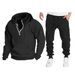 Men's Half-Zip Hoodie & Jogger Set - Winter Warm Fleece-Lined Pullover With Pockets, Athletic Casual Outfit For Gym, Running, Travel_viptrois.com