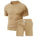 Men's Knitted Jacquard Sportswear Set - Summer Short Sleeve Top & Five-Point Shorts, Breathable & Comfortable, Casual Outfit_viptrois.com